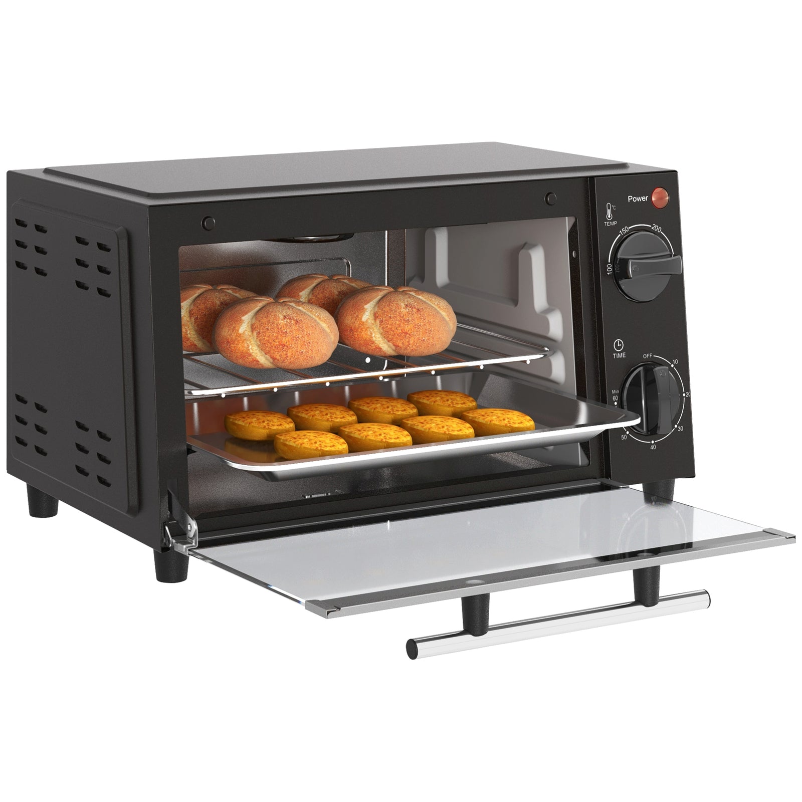 Mini Oven 9l Countertop Electric Grill With Temp Timer | One Size | Black
