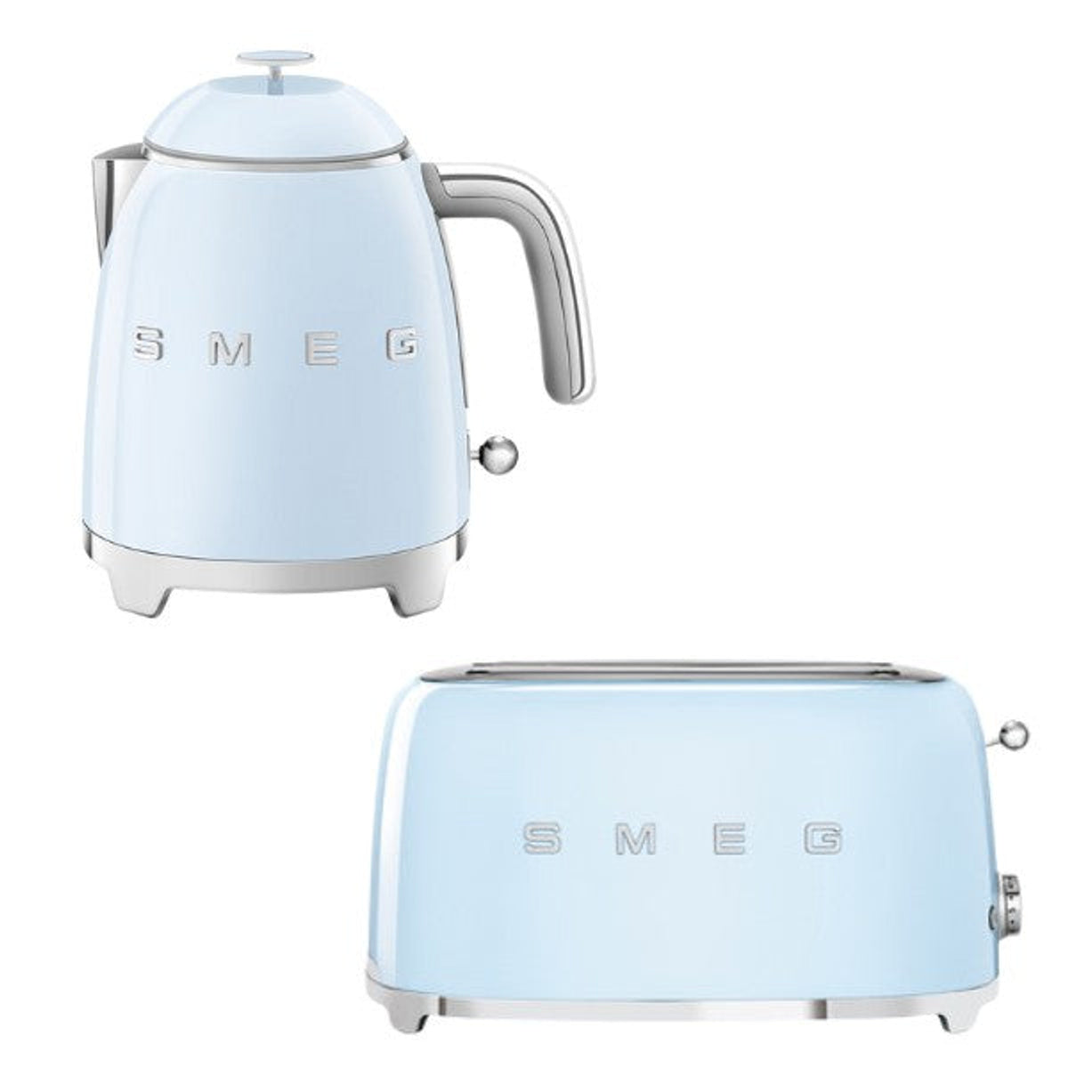 Klf05 & Tsf03 50's Style Mini Kettle & 4-slice Toaster Set | Baby Blue