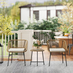 Rattan Bistro Set, Small Balcony Furniture With Cushion | Natural