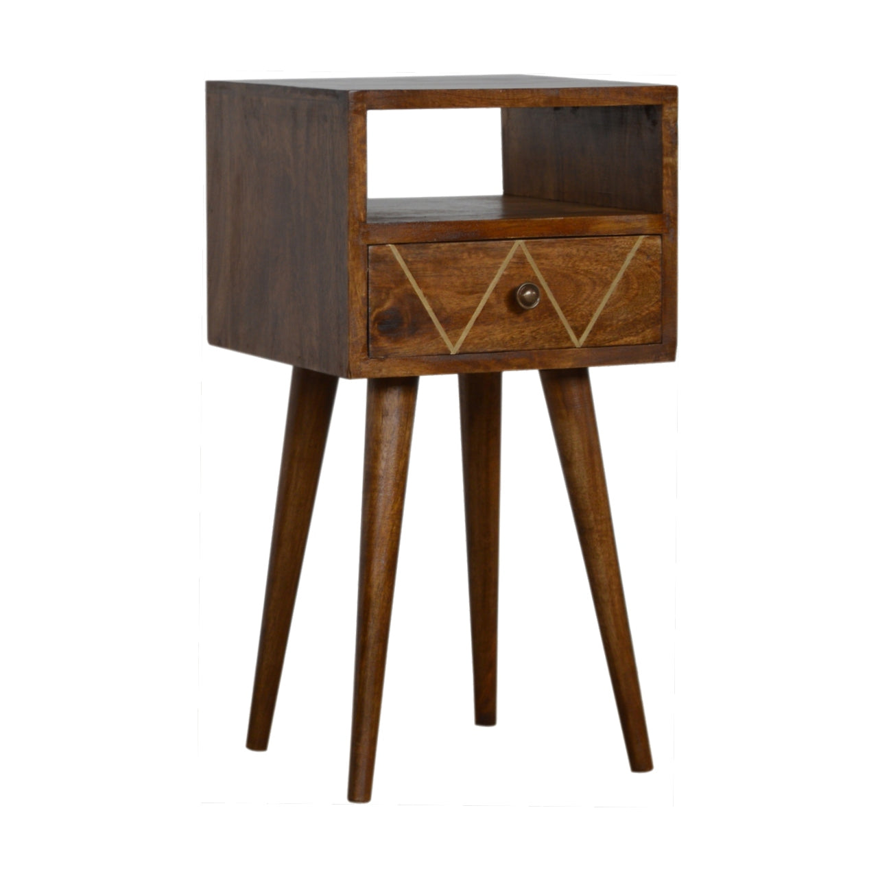 Solid Wood Mini Geo Brass Bedside
