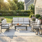 Aluminium Garden Furniture Sofa Set With Olefin Cushions | Dark Grey