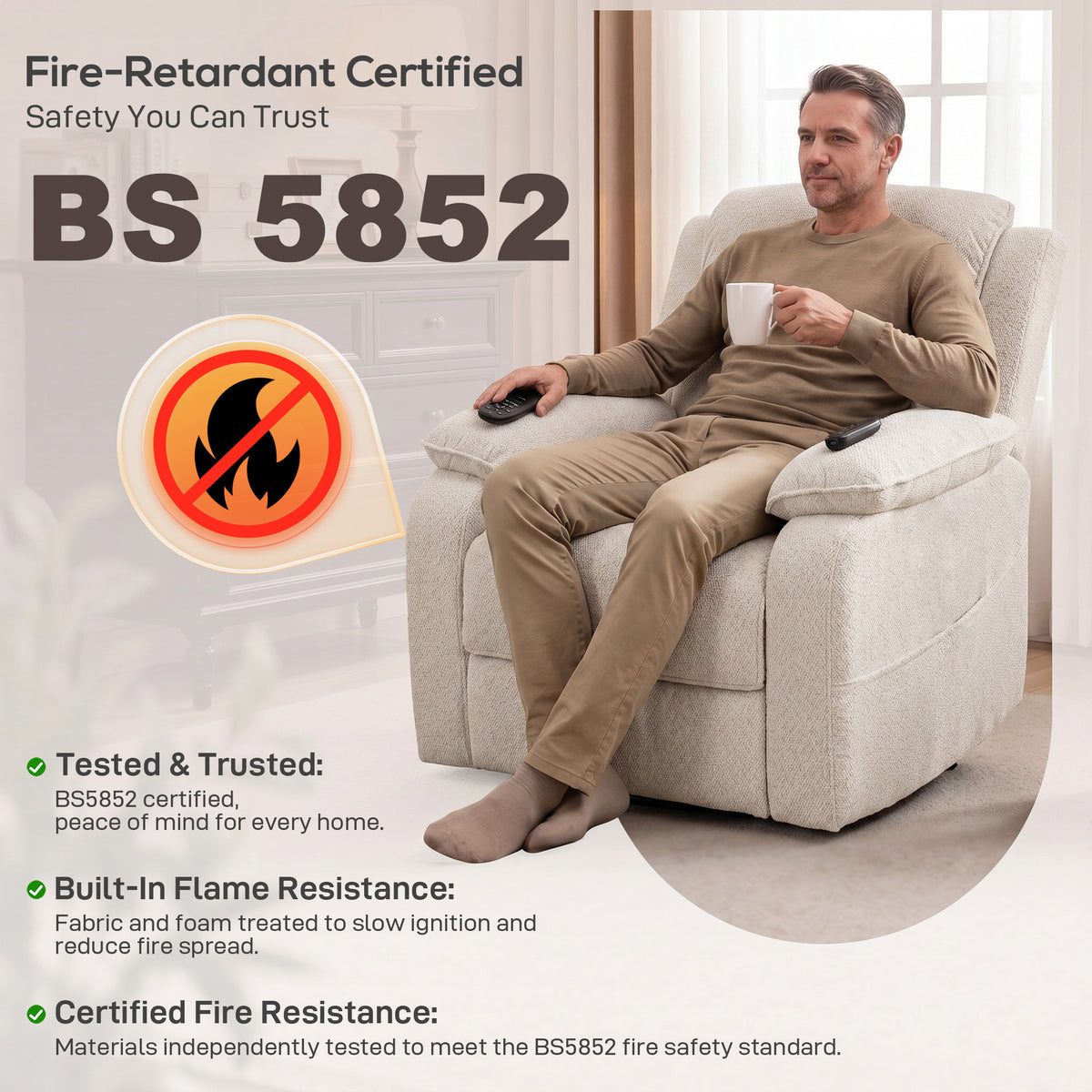 HOMCOM Power Recliner Chair With Massage And Heat, Spring Seat