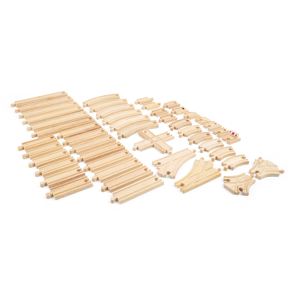 Bigjigs Toys 49 Piece Track Bundle for Wooden Train Sets