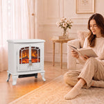 Free Standing Electric Fireplace Stove Led Fire Flame Effect | White