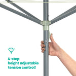 Livivo 45m 4-arm Rotary Clothes Airer Round Arms - Grey Sage Green With Spike & Cover