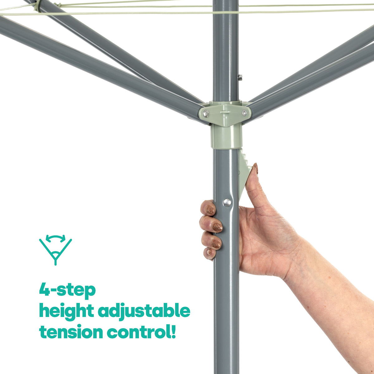 Livivo 45m 4-arm Rotary Clothes Airer Round Arms - Grey Sage Green With Spike & Cover