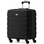 56x45x25cm Large Cabin Carry On Case - Overhead Luggage Suitcase - 4 Spinner Wheels - Abs Shell | 56 x 45 x 25cm | Black & Silver