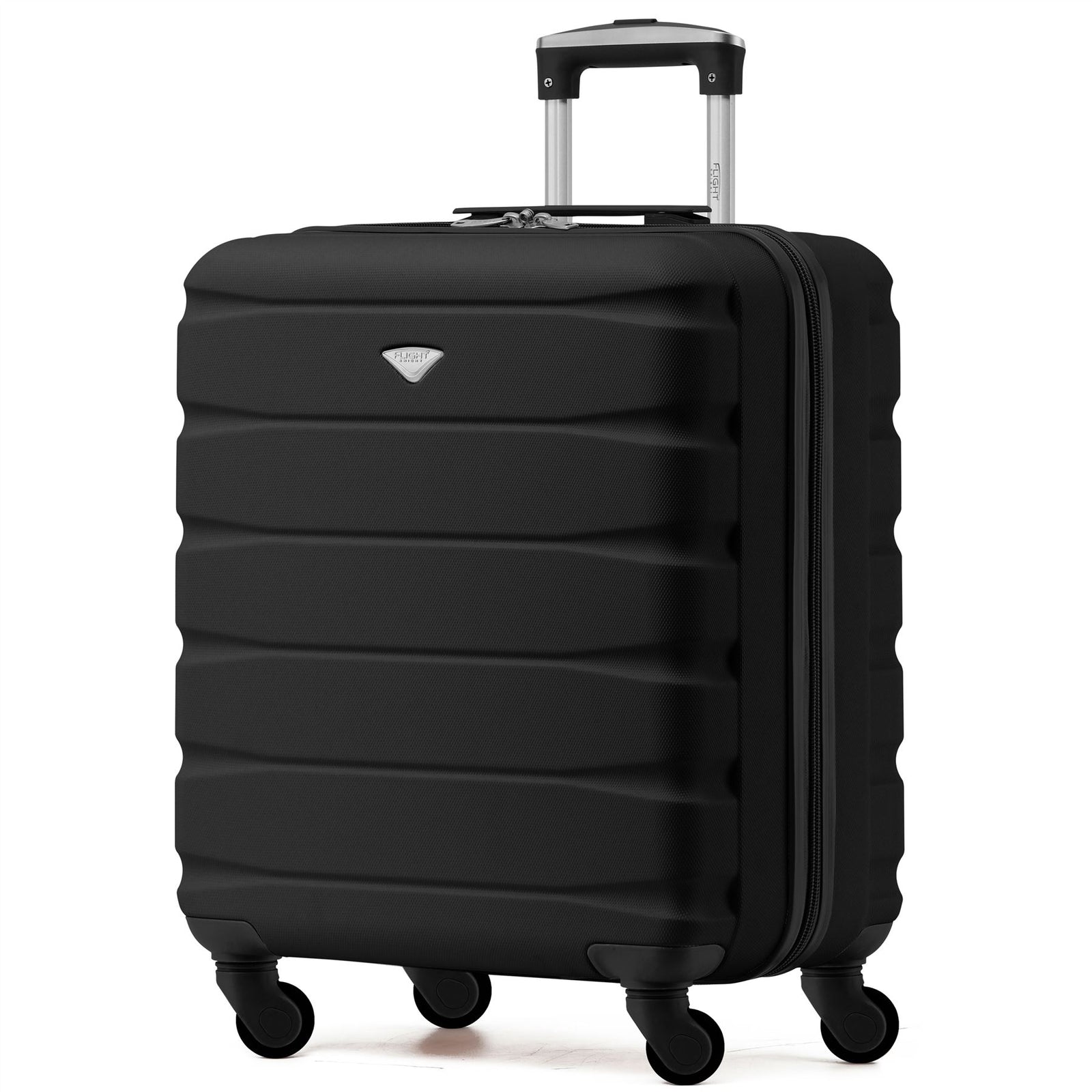 56x45x25cm Large Cabin Carry On Case - Overhead Luggage Suitcase - 4 Spinner Wheels - Abs Shell | 56 x 45 x 25cm | Black & Silver