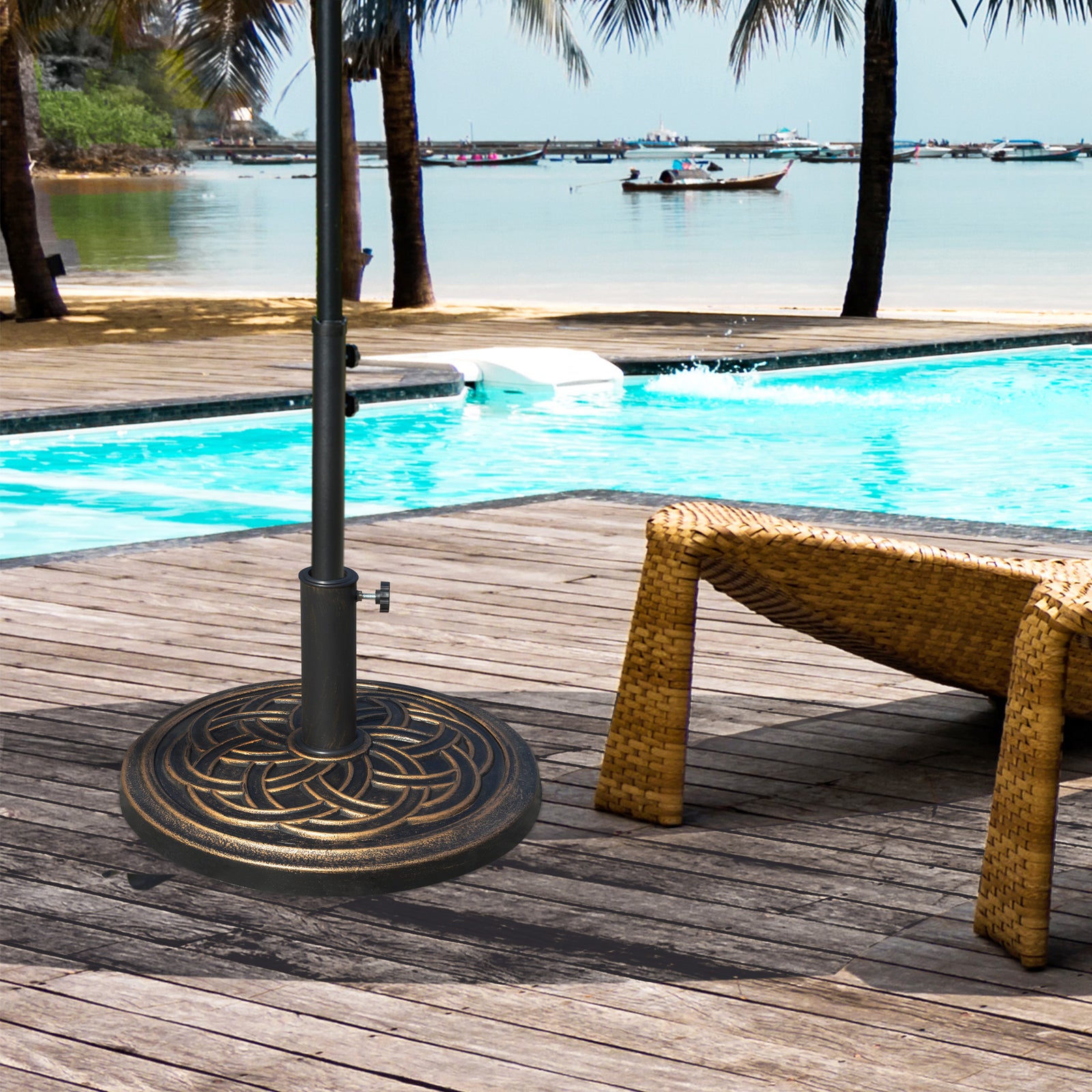 Heavy Duty Round Parasol Base, Bronze