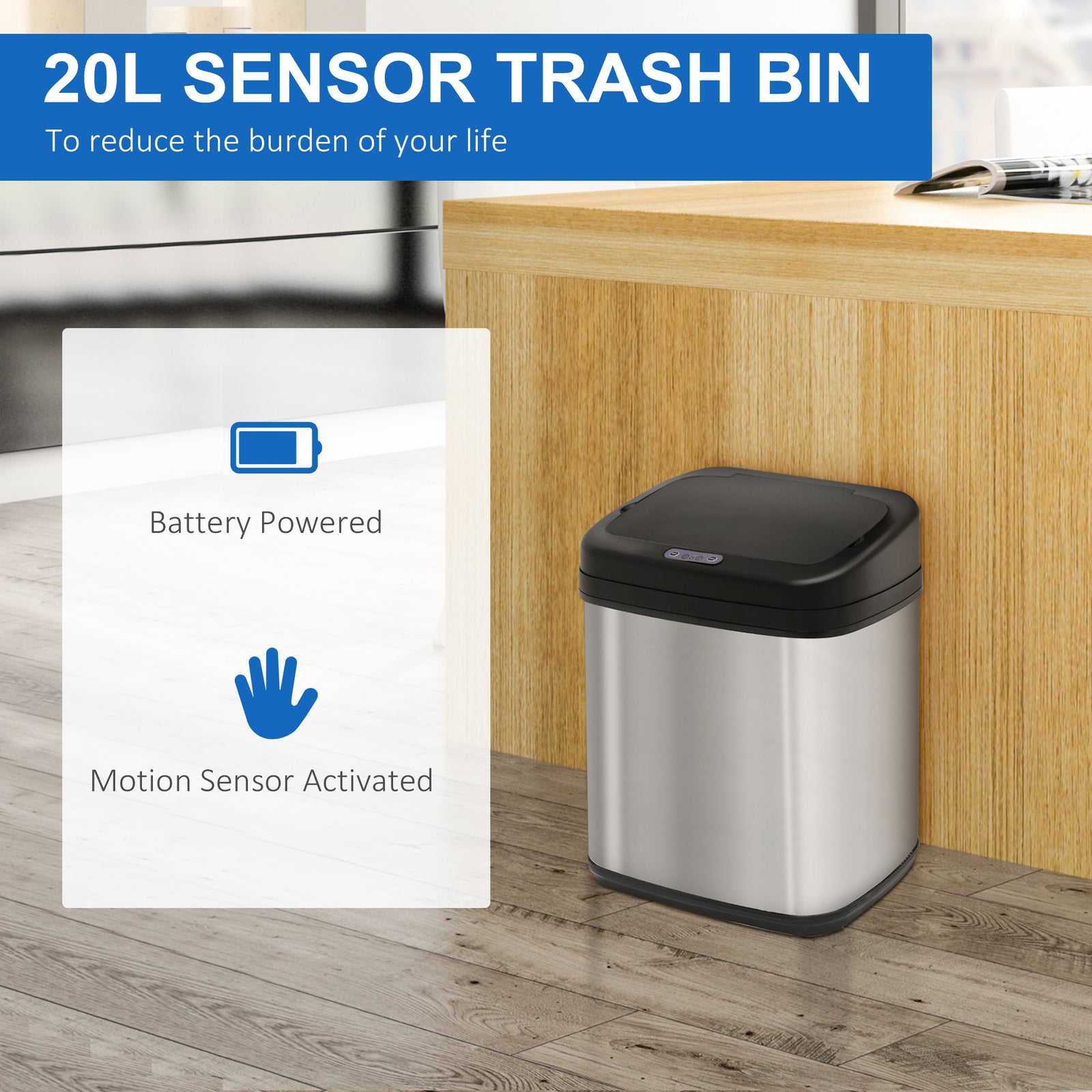 Automatic Sensor Dustbin Stainless Steel 20l