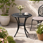 Cast Aluminium Round Patio Dining Table For Outdoor Garden - 60cm Dia X 62 Cm H