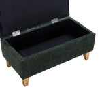 Chenille Upholstered Storage Ottoman Compact Footstool With Hidden Storage | Large | Green