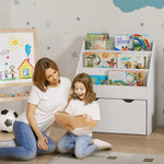 Kids Bookcase W/ 3 Tier Shelves, Drawer, For Bedroom, Nursery | White