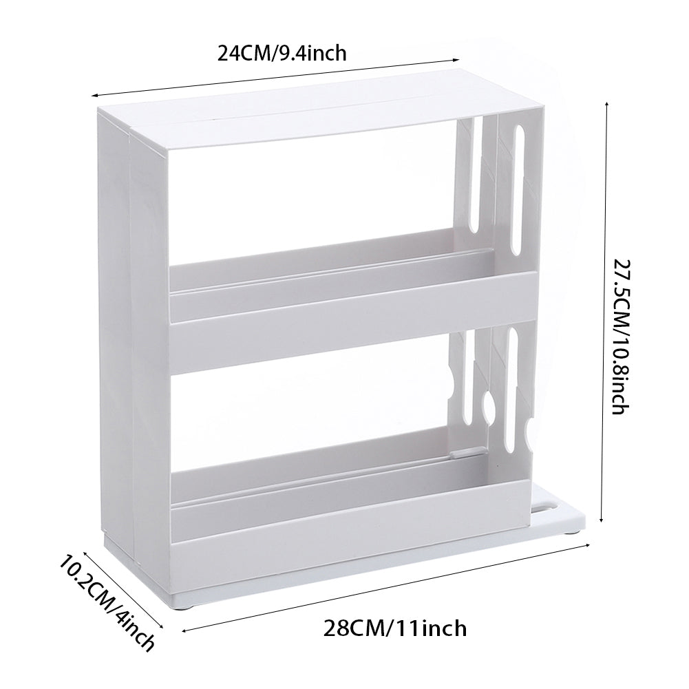 2 Tiers Rotating Jars Spice Rack Kitchen Storage Holder Shelf Cabinet Organizer