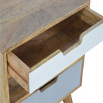 Solid Wood Grey And White Cut-out Bedside