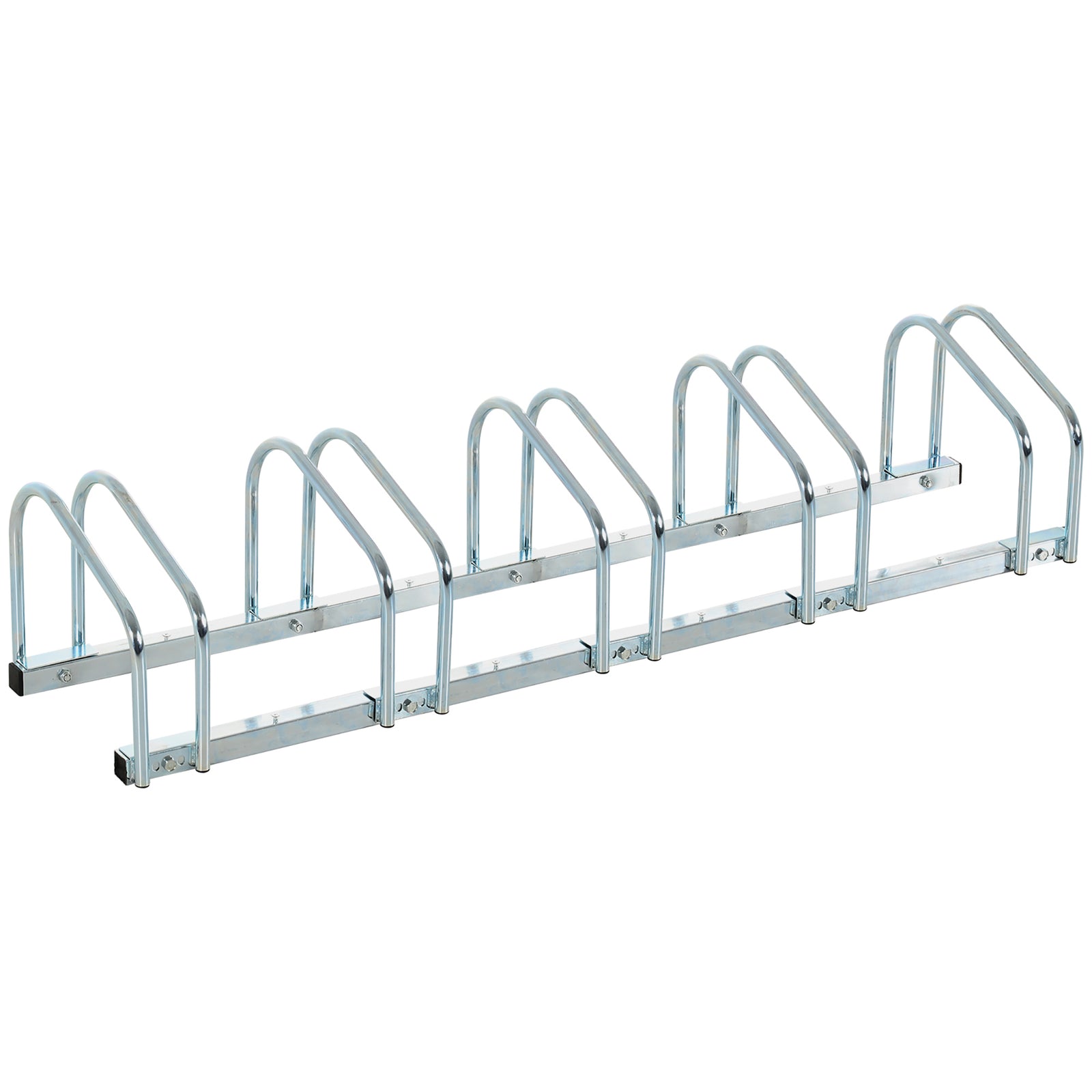 HOMCOM Bike Rack Floor Stand 5 Racks Silver