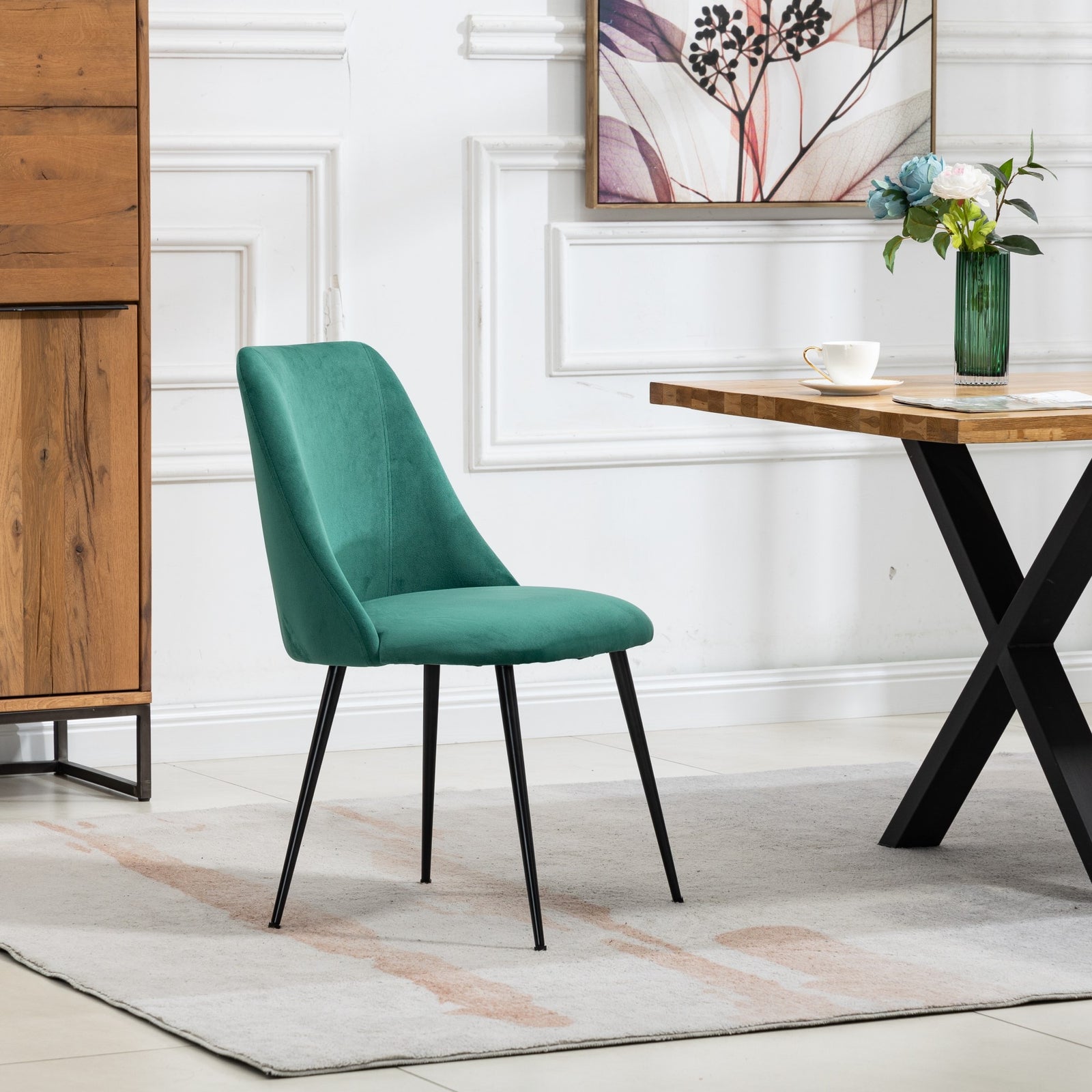 Set Of 2 Morandi Velvet Dining Chairs | Green