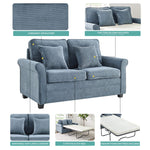 Corduroy Fold Out Mattress Sofa Bed - 2 Seater | Blue