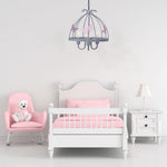Kago Pink/grey Pendant Lamp Beautiful Hand Made Ceiling Light With A Butterfly Theme In Modern Grey And Baby Pink