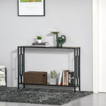 Industrial Console Table W/ Storage Shelf Black Metal Frame | One Size | Brown
