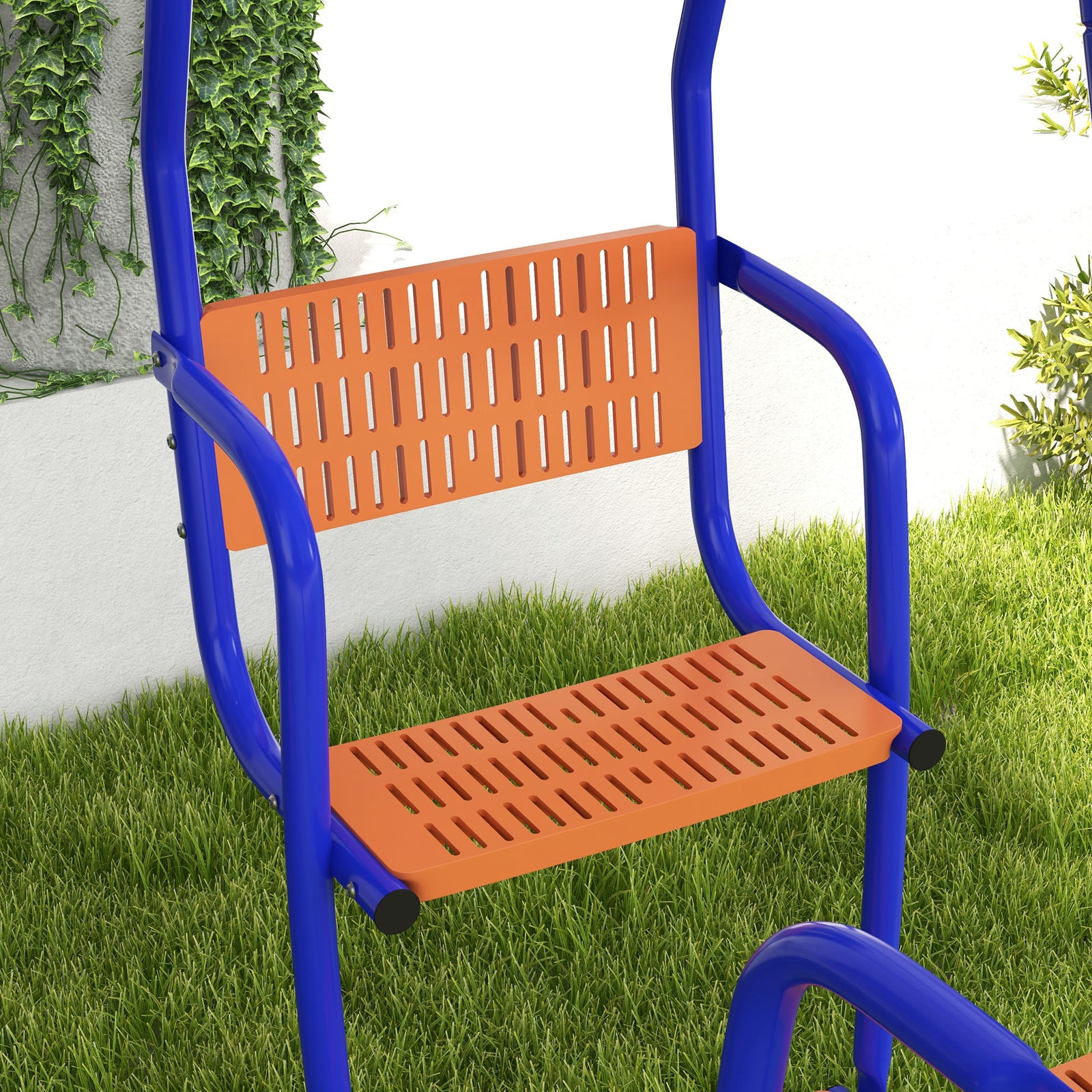 3 In 1 Metal Kids Swing Set With Swing, Glider, Rocking Chair