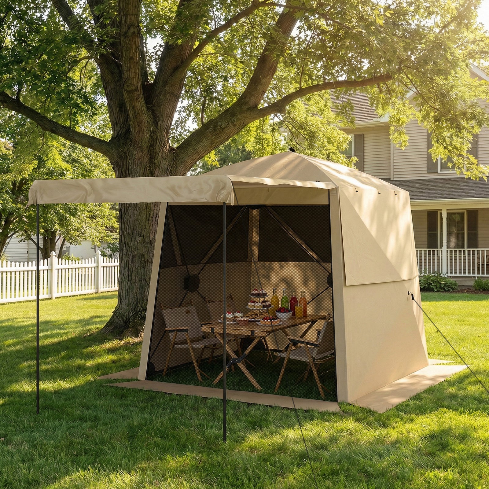 Pop Up Gazebo Waterproof With Awning 2 X 2 M | Khaki