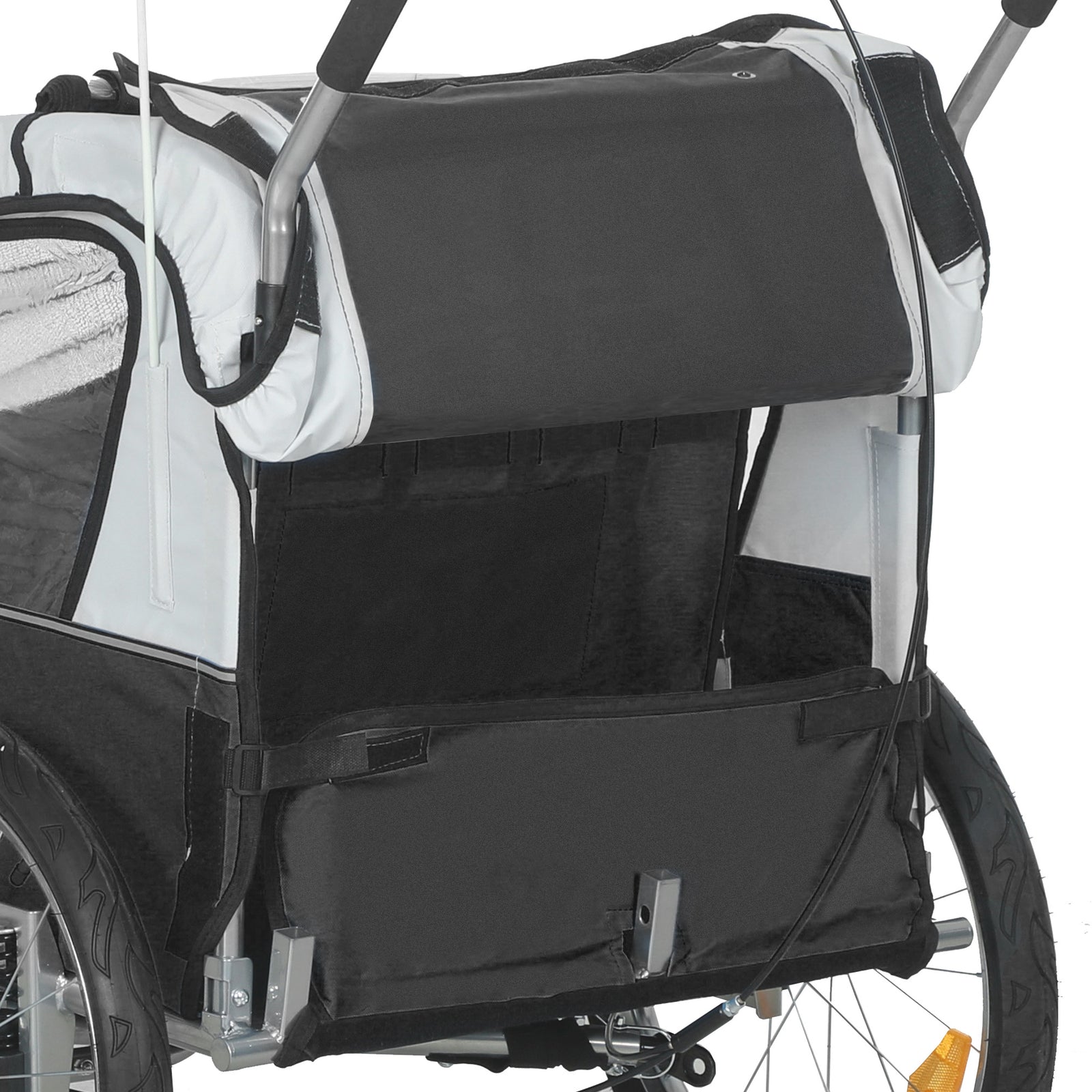 2 Seat Bike Trailer With 5 Point Harness, Safety Flag, Reflectors | Black