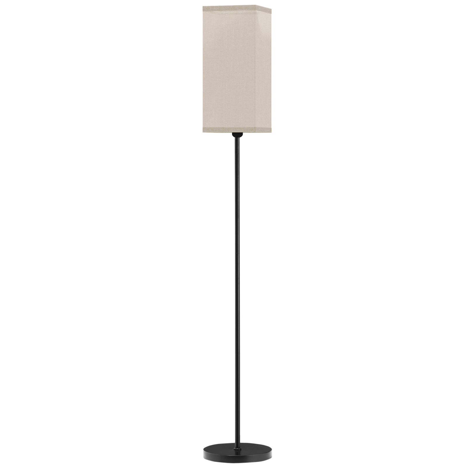 Standing Floor Lamp With Linen Shade, Black