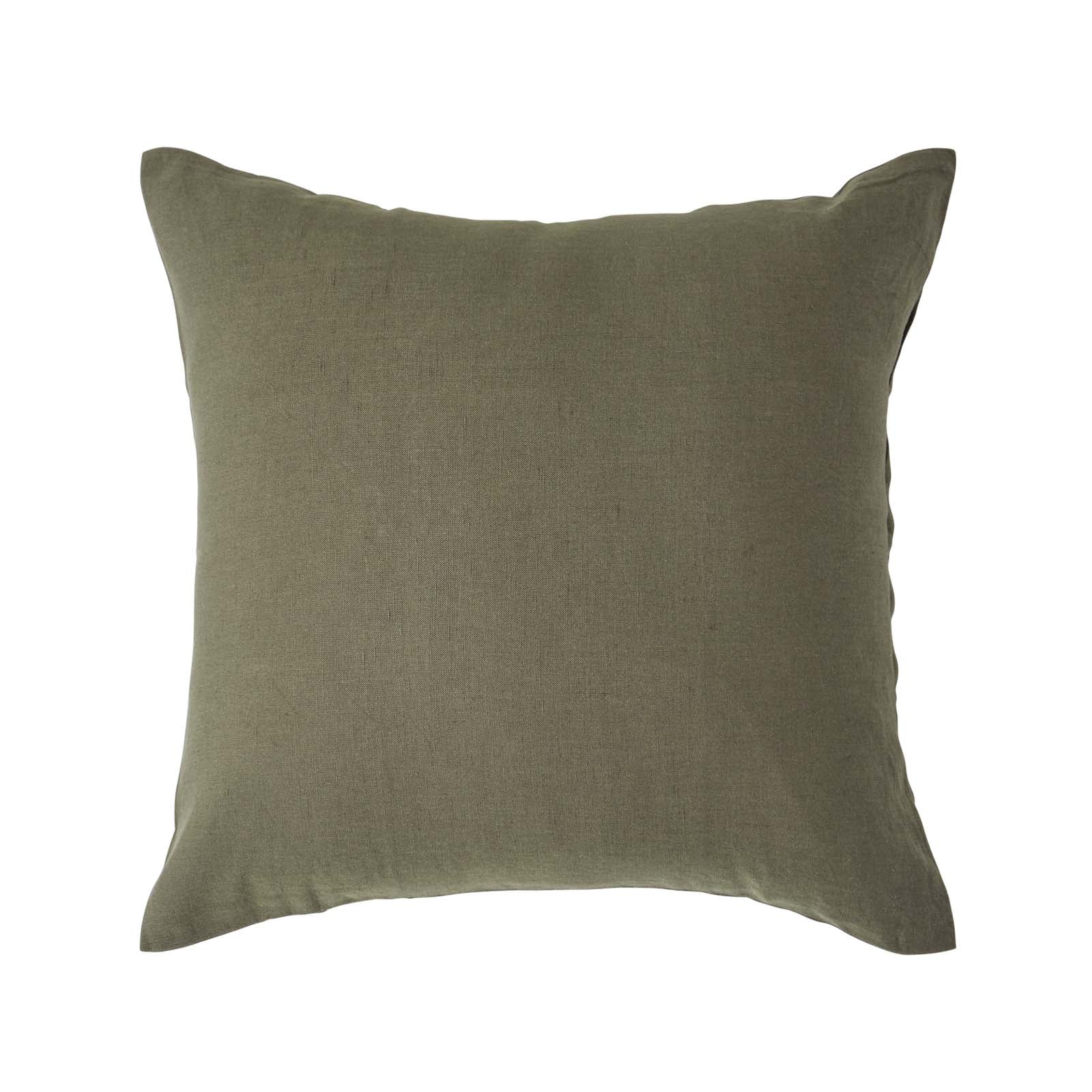 European Size Linen Pillowcase | 60cm x 60cm | Khaki Green