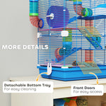 5 Tier Hamster Cage Carrier Habitat W/ Exercise Wheels, Blue