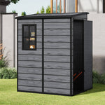 5x4 Ft Outdoor Plastic Storage Shed With Floor & Window, Lockable, Wood Grain Design