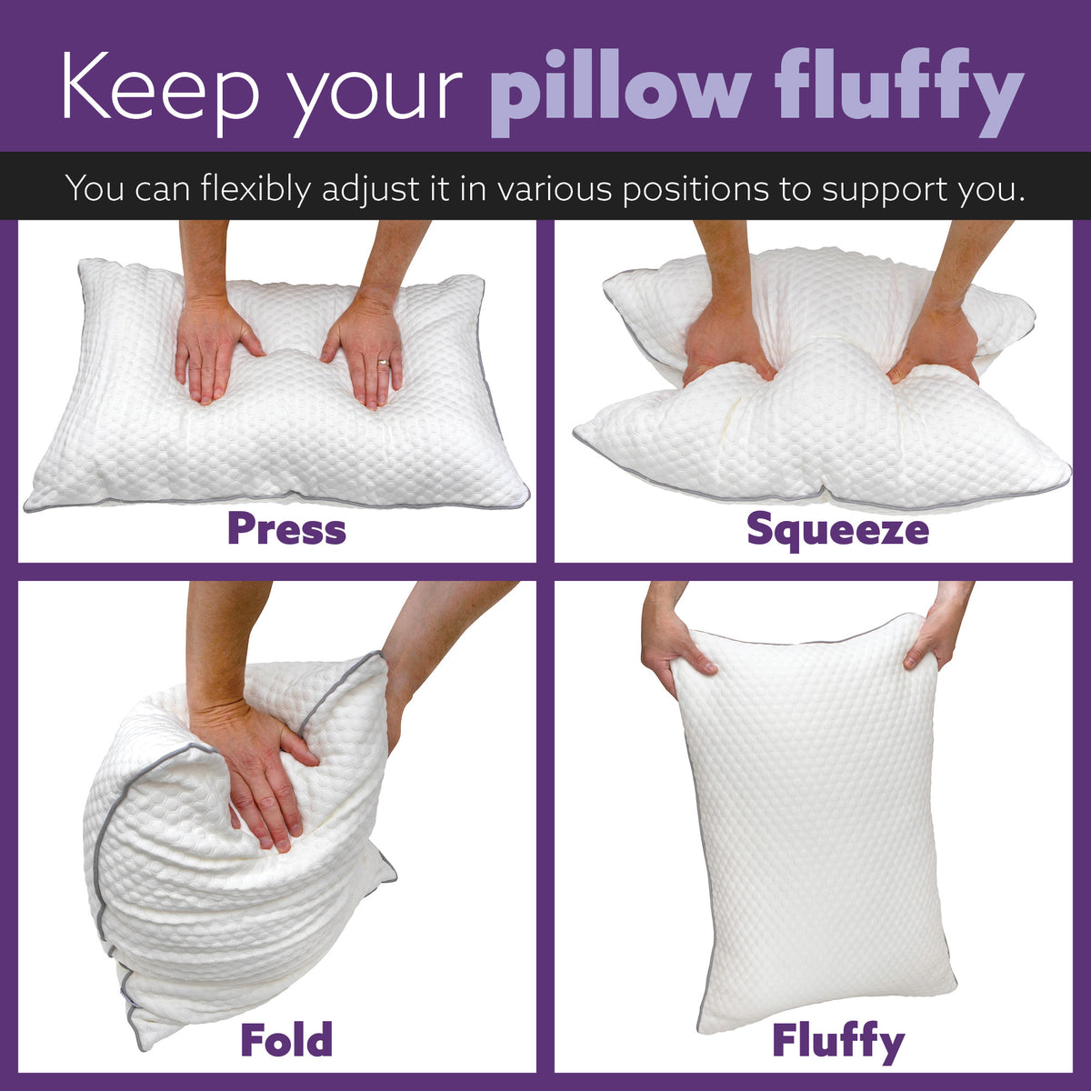 Premium Orthopaedic Shredded Memory Foam Bed Pillow 70x45cm, Neck Back & Side Support, Bamboo Washable Cover | Set of 1 | White