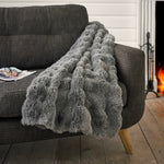 Vancouver Textured Tip Dye Faux Fur Throw | 130cm x 170cm | Gray