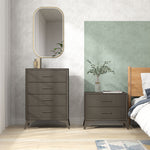 2 Drawer Chest Of Drawers, Fabric Dresser With Steel Frame, Brown | One Size | Black