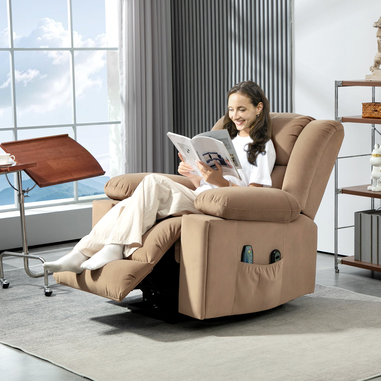 Power Lift Recliner Chair With Vibration Massage, Usb | Brown