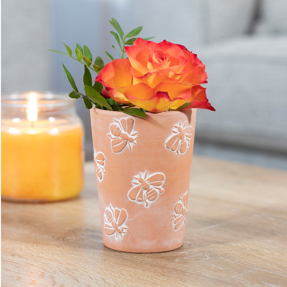 Bee Terracotta Plant Pot | One Size | Brown