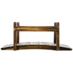 5ft Wooden Garden Bridge With Planters, Stained Finish