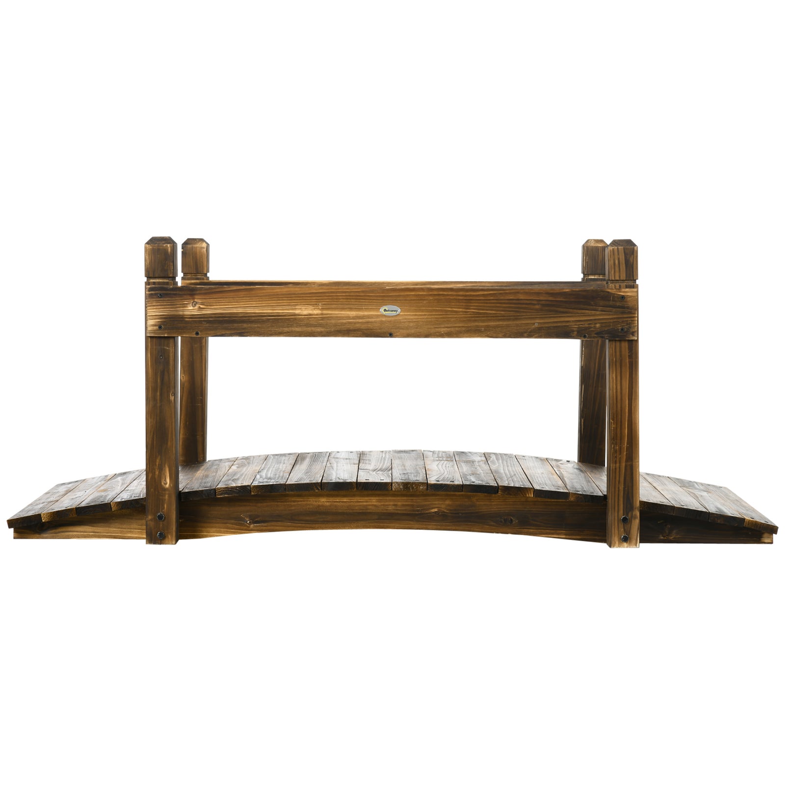5ft Wooden Garden Bridge With Planters, Stained Finish