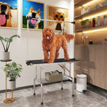 Metal Adjustable Dog Grooming Table Rubber Top 2 Safety Slings Mesh | Black