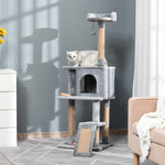 Cat Tree Tower Climbing  Activity Center With Jute Scratching Post, Grey