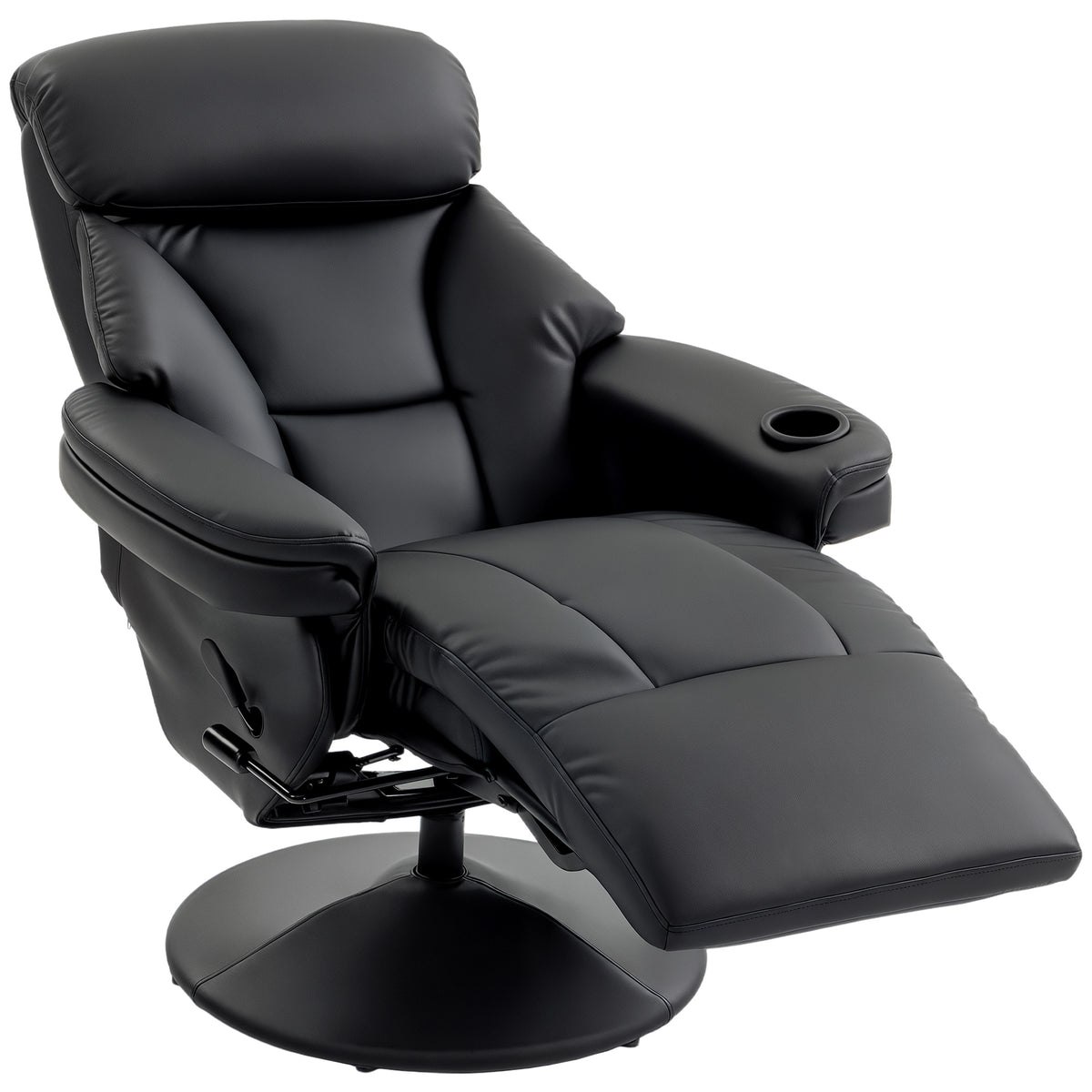 Upholstered Reclining Armchair With Adjustable Backrest | Black