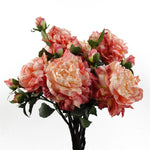 6 X 60cm Peony Artificial Flower Pink 6 Flowers 18 Buds