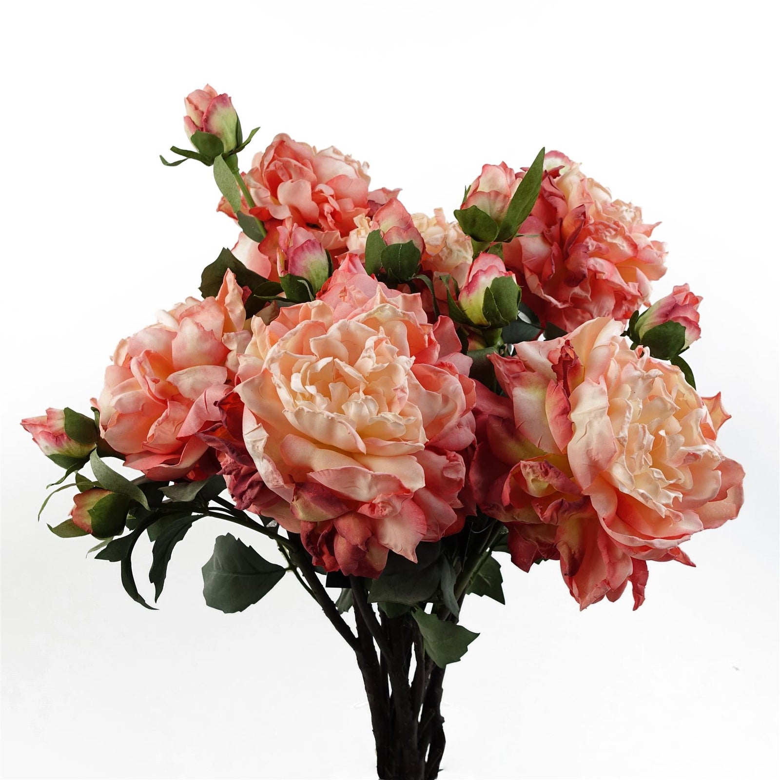 6 X 60cm Peony Artificial Flower Pink 6 Flowers 18 Buds