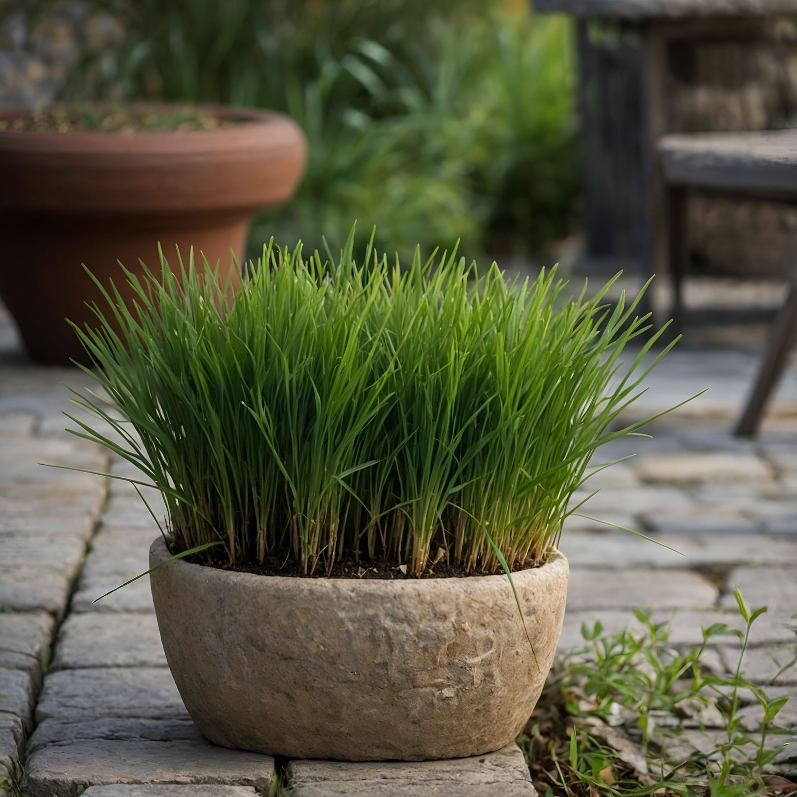 Cat Grass - 4 Pcs. - Cyperus Zumula - Height 30-40cm - ⌀12cm | Set of 4 | Green