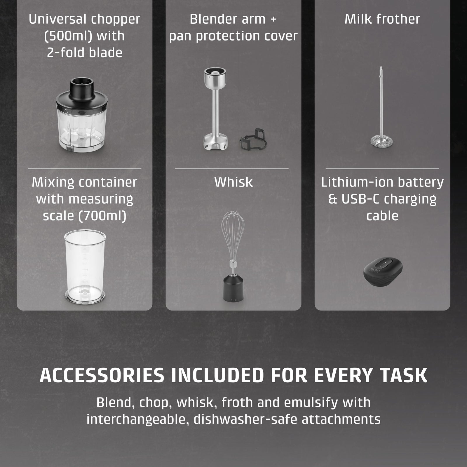 CASO Design Click & Mash Cordless Hand Blender
