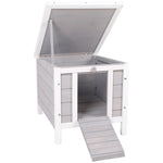 Wooden Rabbit Hutch Bunny Cage Guinea Pig House Pet Habitat Ferret | Gray