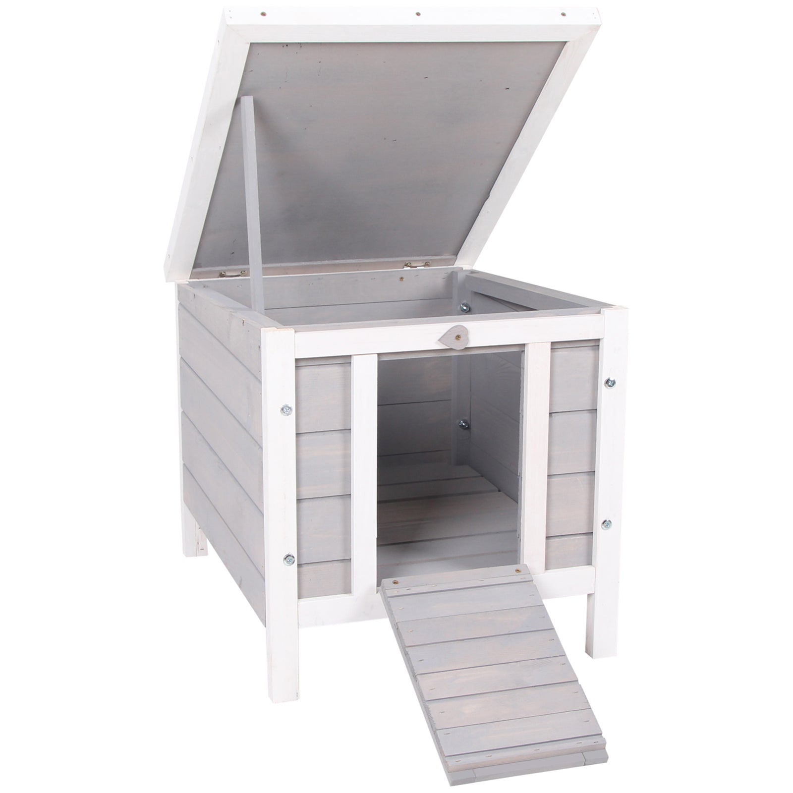 Wooden Rabbit Hutch Bunny Cage Guinea Pig House Pet Habitat Ferret | Gray