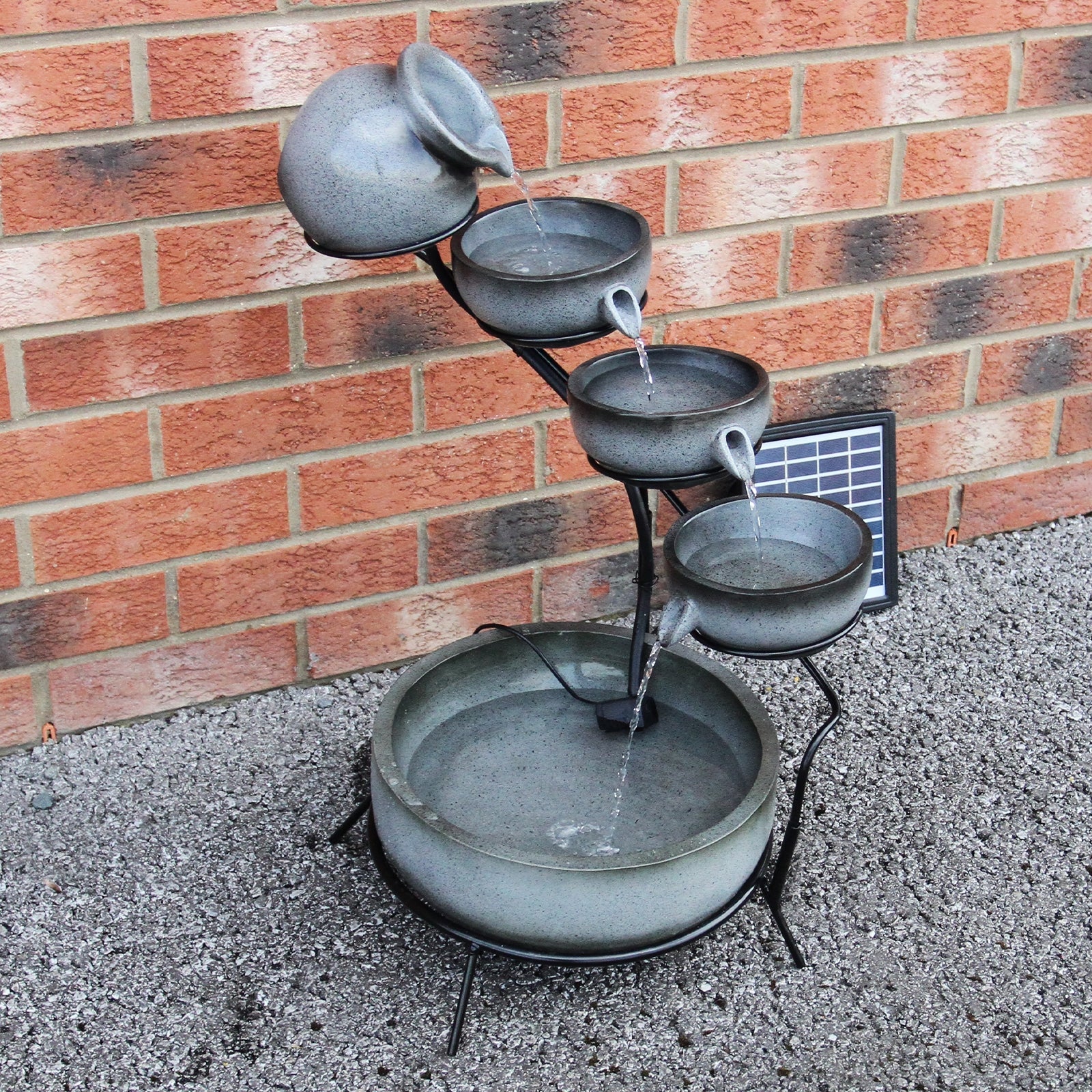 4 Tier Spilling Bowls Water Feature | Grey