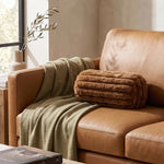 Ribbed Bolster Cushion, 40 X 15cm | 40cm x 15cm | Terracotta