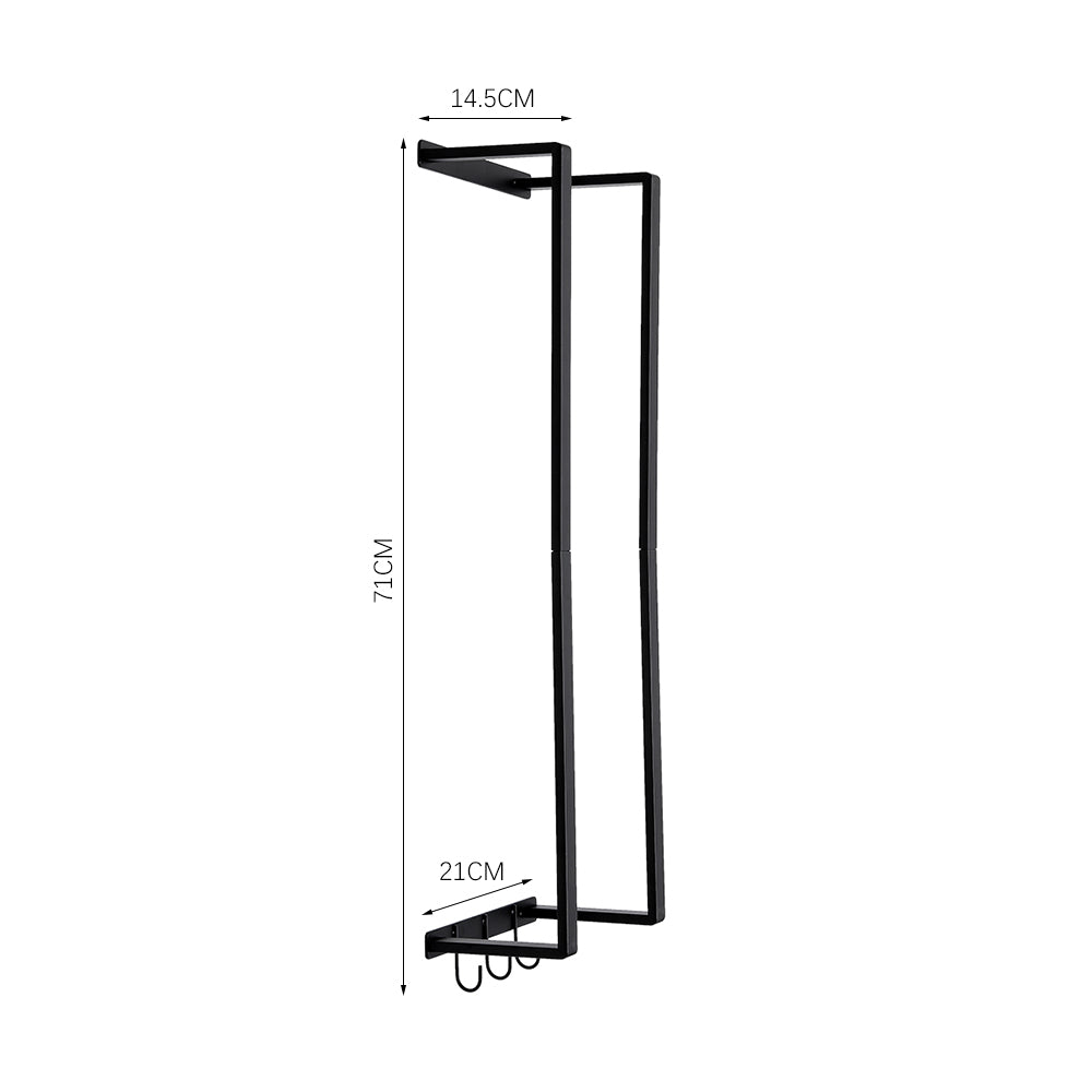Modern Carbon Steel Wall Towel Rack With Hooks